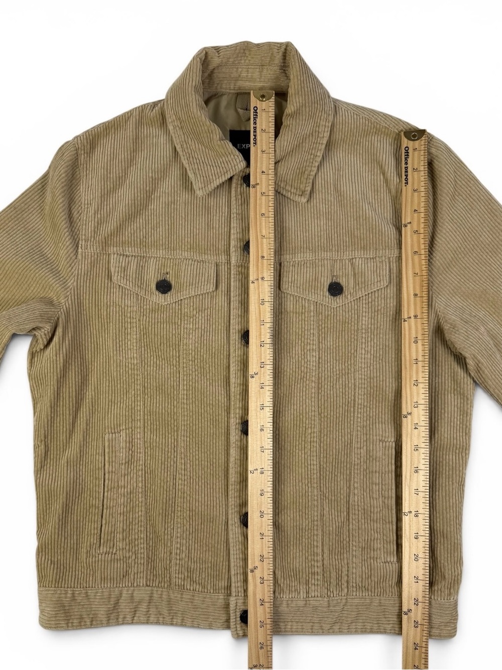 Express Corduroy Trucker Jacket Tan Khaki Lined Men’s Medium Coat - Picture 3 of 11